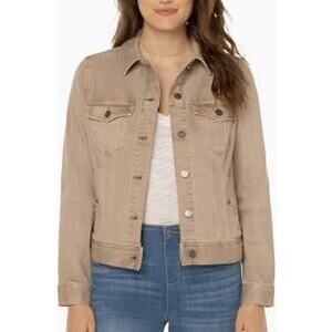 Liverpool Classic Jean Jacket Biscuit Tan Women's 1X NWT Stretch Button